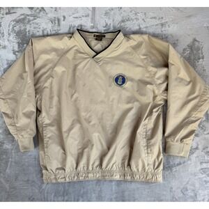 US Air Force Veteran Logo Tan Pullover V-Neck Mesh Lined Windbreaker Size 2XL